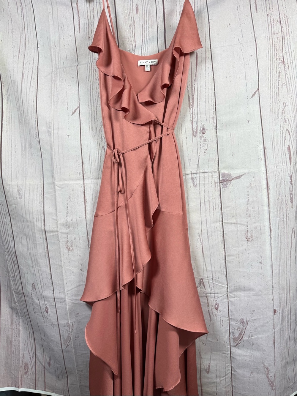Shona Joy Dusty Rose Ruffle Wrap Maxi Dress Size 6 - Picture 2 of 8